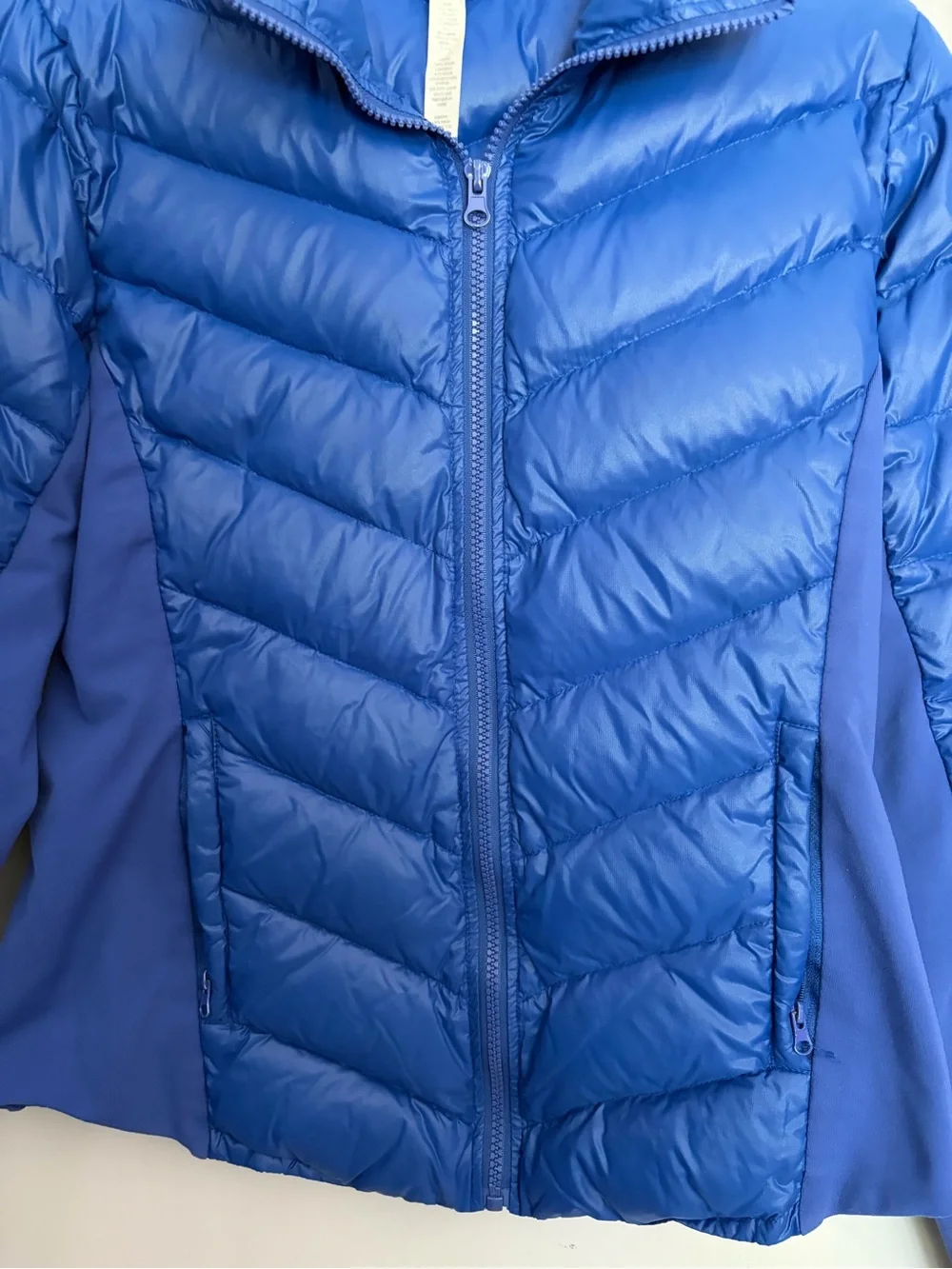 ALO YOGA Relief Puffer Down Jacket Women's Size Medium Blue Full Zip
